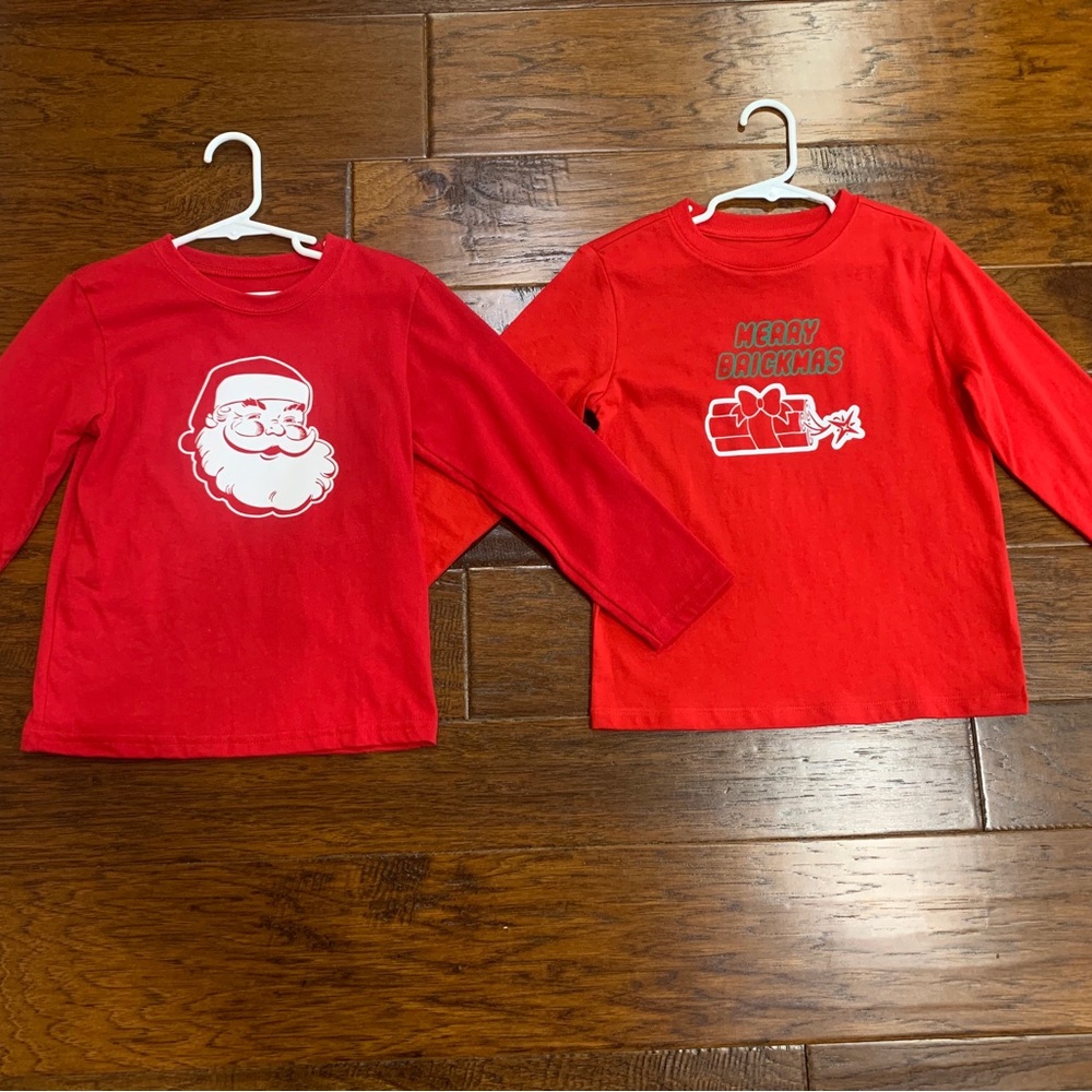 Boys Red Custom Santa and LEGO Legoland Shirt 4/5 Holiday Christmas Shirt Lot
